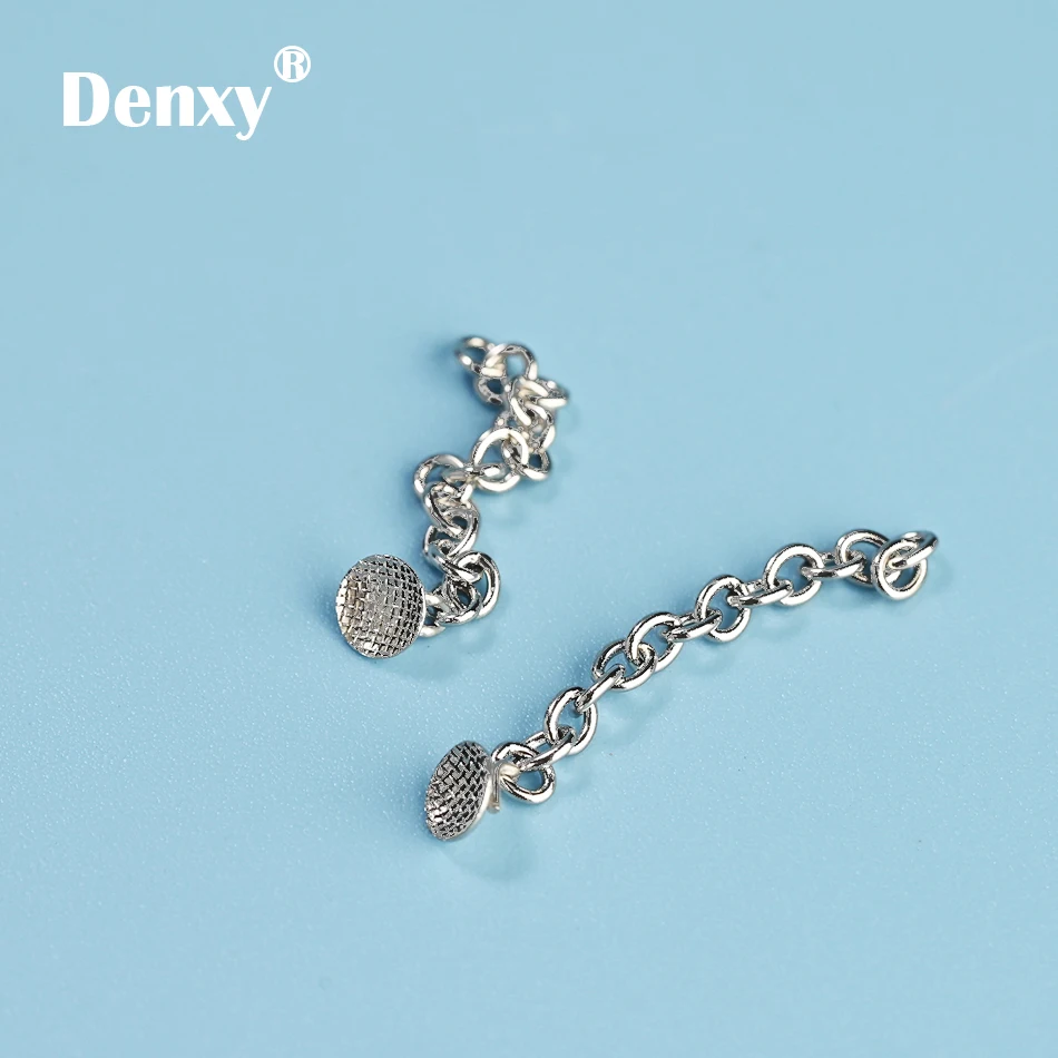 Denxy dental Orthodontic Lingual Button with Chain Dental Lingual Traction Chain Dental Supplies Dentist Use Orthodontic Bracket