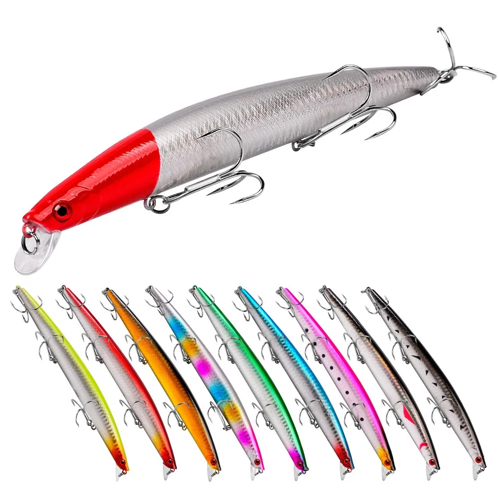 

HiUmi 10pcs 26g 18cm Plastic Minnow Fishing Lures Bass CrankBait Tackle(7.09 inch 0.92oz 10pcs)