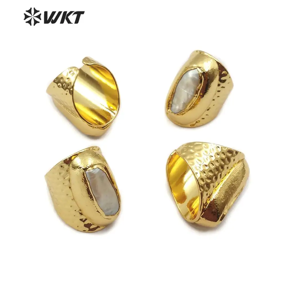 WT-R341 WKT New Arrivals 18k Gold Electroplated Pearl Ring Adjustable Accessory Women Fashion Pearl Jewelry