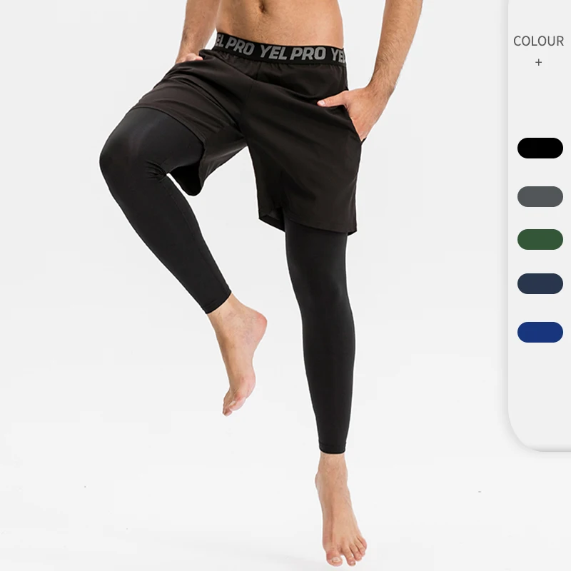 

Men's Compression Pants and Shorts Quick Dry Double-Layered Sweatpants Stretch Training Jogging Sportswear Workout Spandex Pants