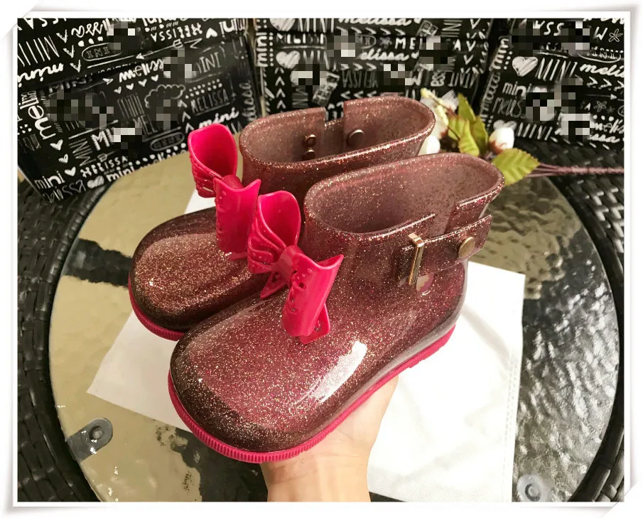 Mini Style Cute Bowtie Girl Rain Boots Ins Kids Water Shoes Baby Boots Waterproof Toddler Rain Boots 13cm-18cm HMI013