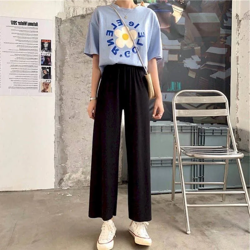 

Women's Wide leg pants OL Korean style loose summer new high waist slim all-match straight nine-point casual Short