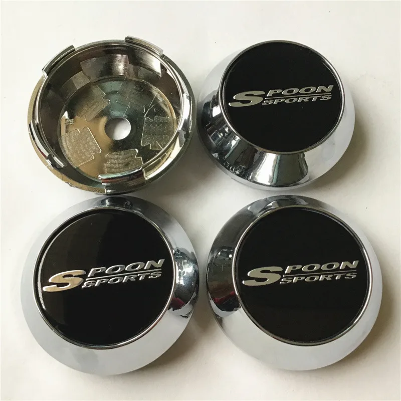 4Pcs 65mm For SPOON  Wheel Center Hub Caps Car Styling Cover 45mm Emblem Badge Logo Auto Rims Cover Accessories