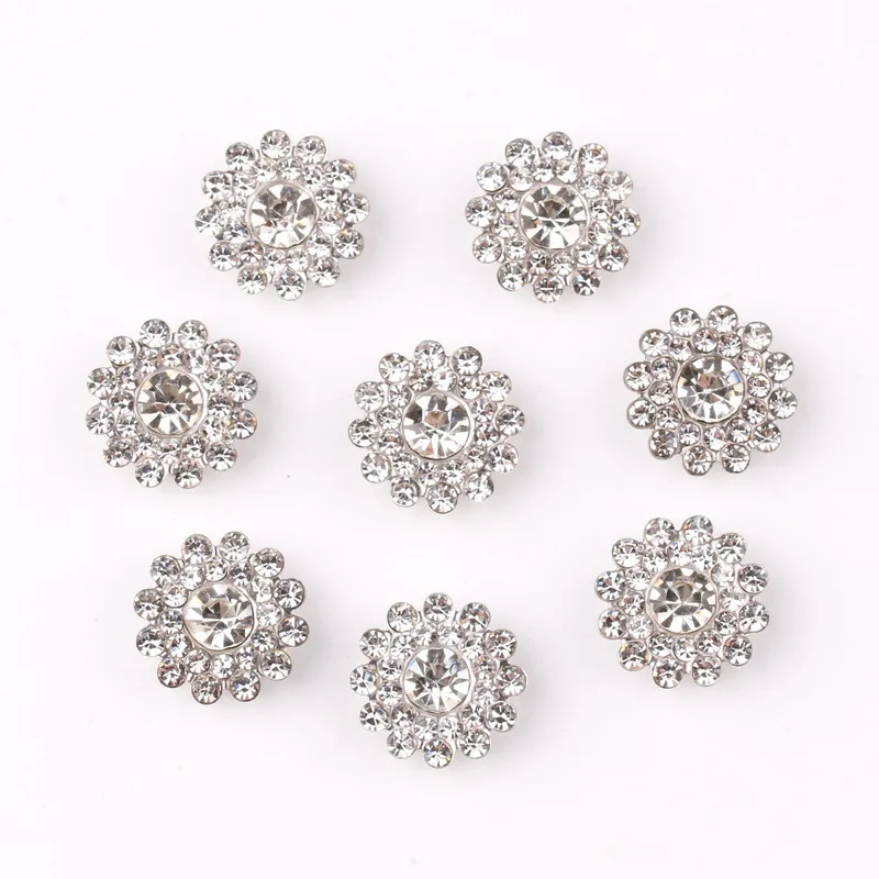 14mm Blumen form Kristall Strass steine in Silber Basis flache Rückseite auf DIY Perlen für Hut Kleid Kopf bedeckung Accessoires Handwerk nähen – Detail 3