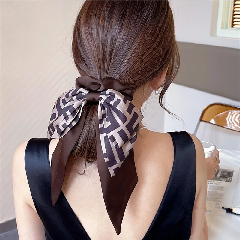 Women's Fashion Elegance Fabrics Hair Ribbon Rubber Band Temperament Hair Accessories Ponytail Bowknot Rope Hair Circle Headwear