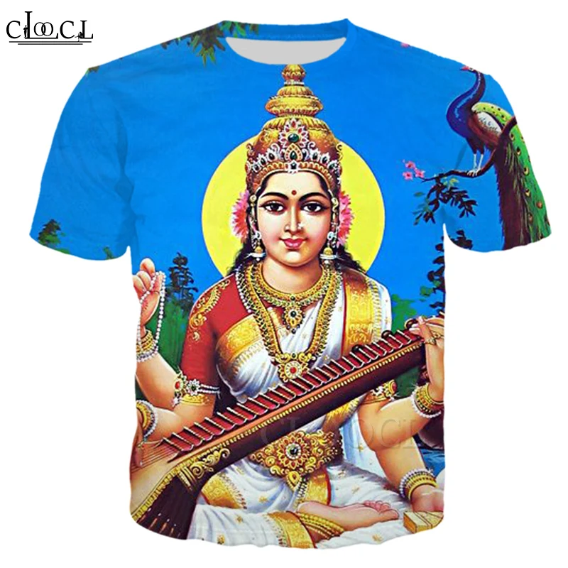 CLOOCL Indian Goddess 3D Print Mens Women T Shirt Harajuku Fashion Short Sleeve Shirt Summer Hot Selling Unisex All-match Tops