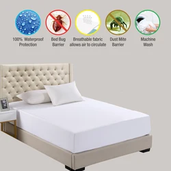 Smooth Waterproof Mattress Protector Cover for Bed Solid White Wetting Breathable Hypoallergenic Protection Pad Cover Customized