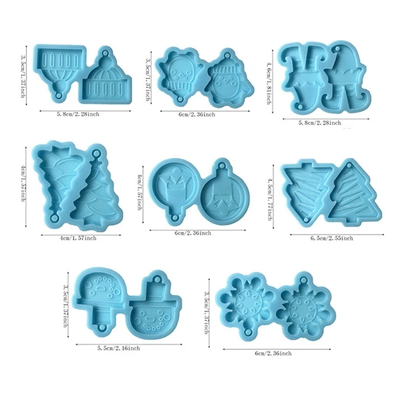 Christmas Series DIY Epoxy Resin Mold Xmas Tree Snowman Casting Silicone Mould for Earrings Making Decorative Oranment D55Y