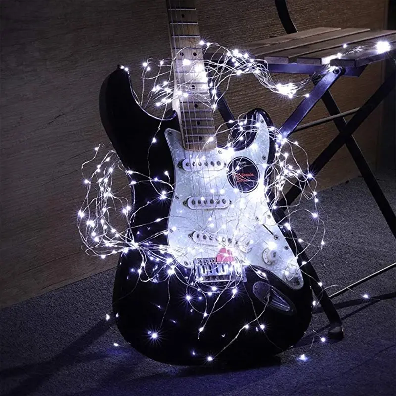 Fairy Lights AA Battery Powered 1M 10 2M 20 3M 30 5M 50 10M 100Leds Silver Led Copper Wire String Light Decorative Fairy Lights - Image 6