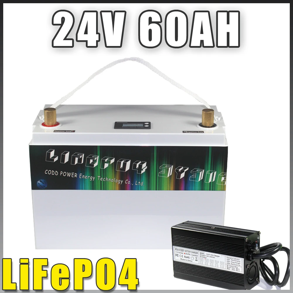 24V 60AH LiFePO4 Battery RV caravan Boat motor Forklift Solar Panel 24V LiFePO4