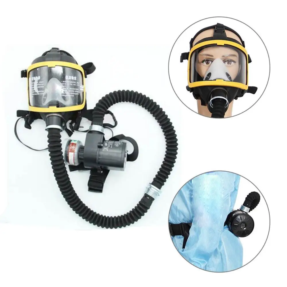 Protective Electric Constant Flow Supplied Air Fed Full Face Gas Mask Respirator System respirator Mask Workplace Safety Supply