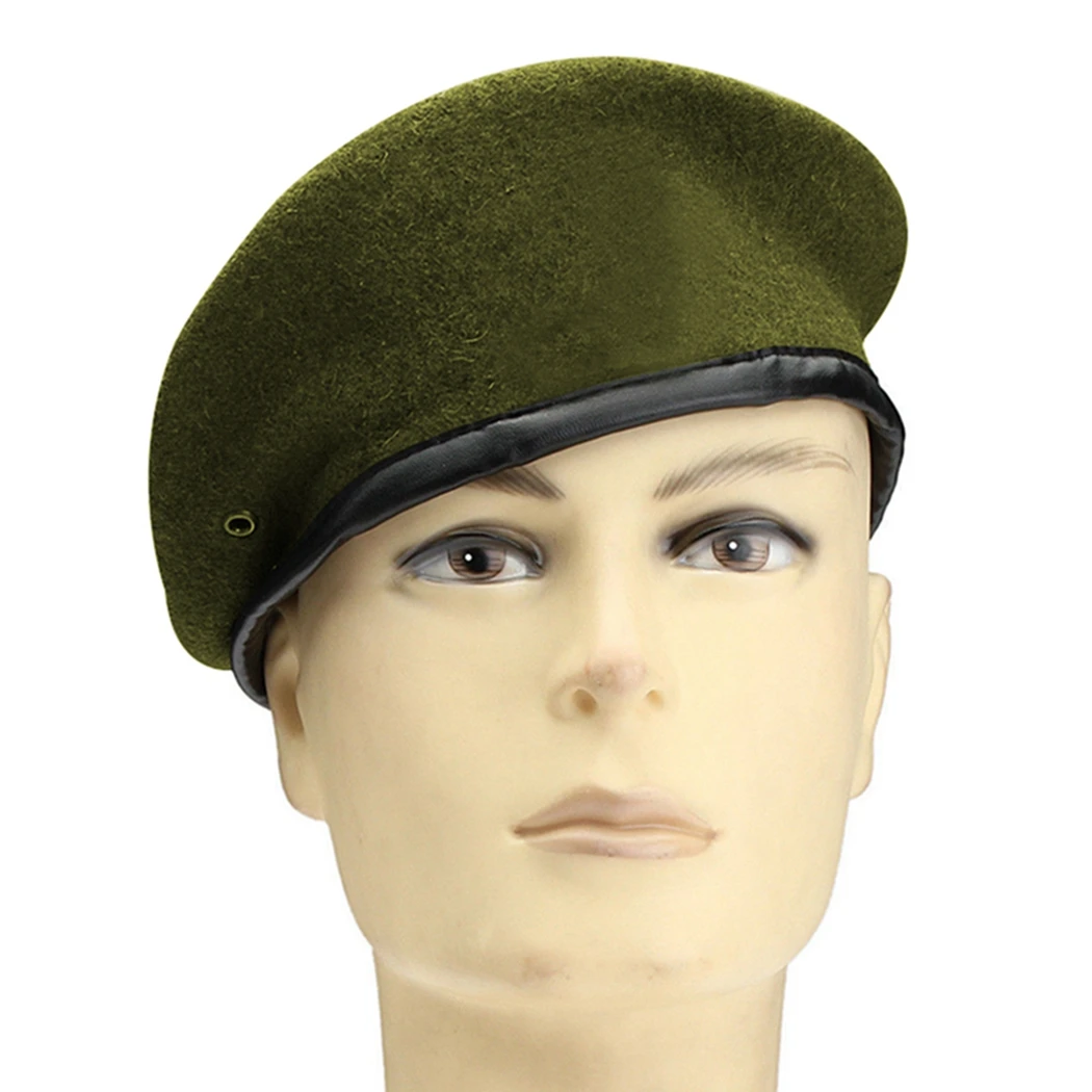 OVTRB British Military Berets with Leather Sweatband Adjustable Mens Army Wool Beret Party Hat