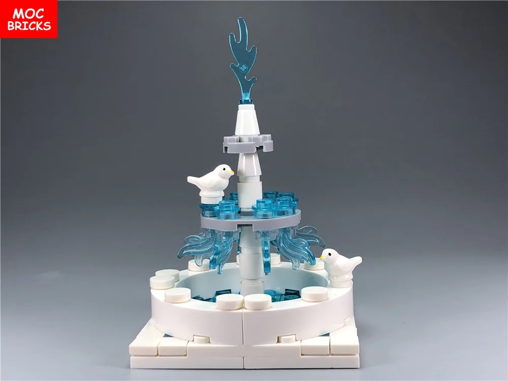 Set sale MOC Bricks Park Fountain Bird City Water Statue Building Blocks Educational building blocks toys kids gifts