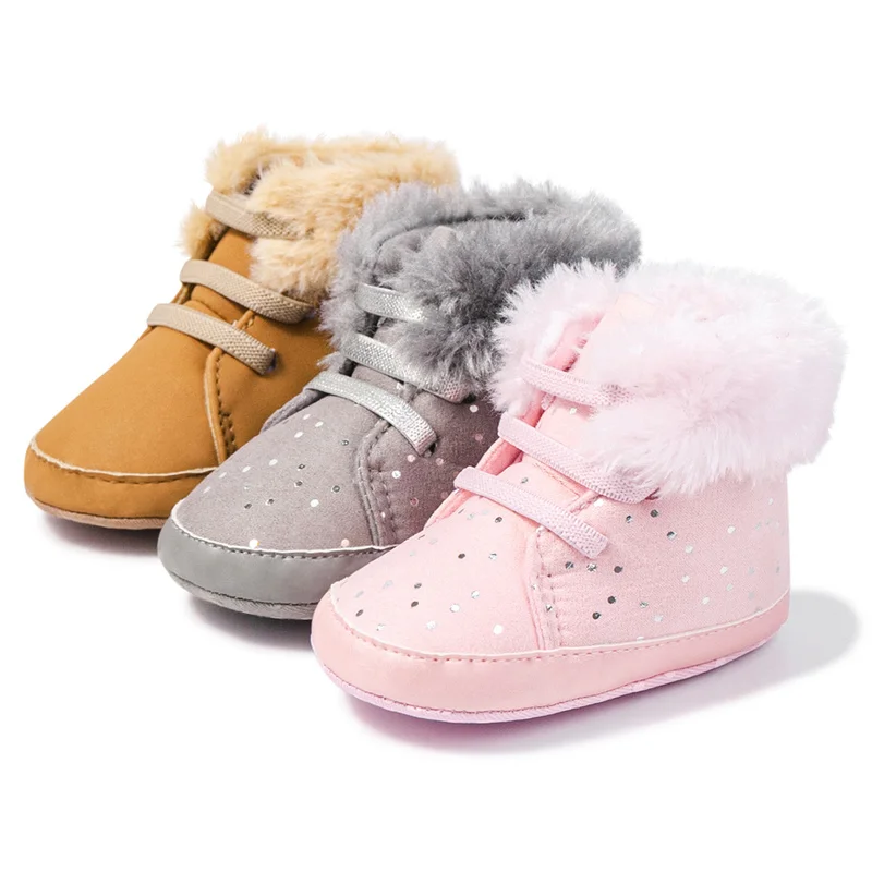 Winter New Baby Booties Shoes Fluff Keep Warm Newborns Flash Baby Boy Gilr Shoes Boots First Walkers Infant Crib Shoes