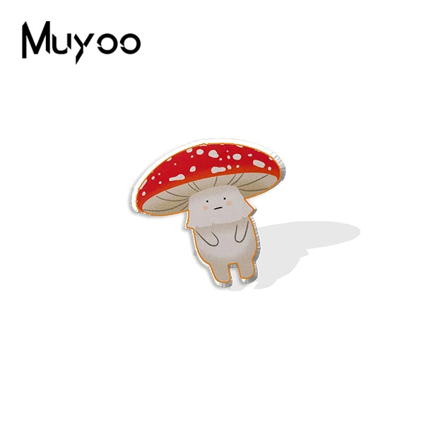 2021 New Cartoon Mushroom Funny Mushrooms Handmade Epoxy Acrylic Lapel Pins Clothing Pins