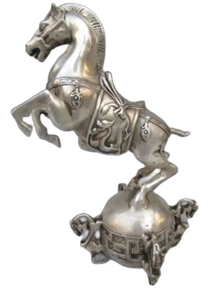 

Collectible home Decorated Old Handwork Tibet Silver Bronze Statue-Horse fengshui Statue metal crafts