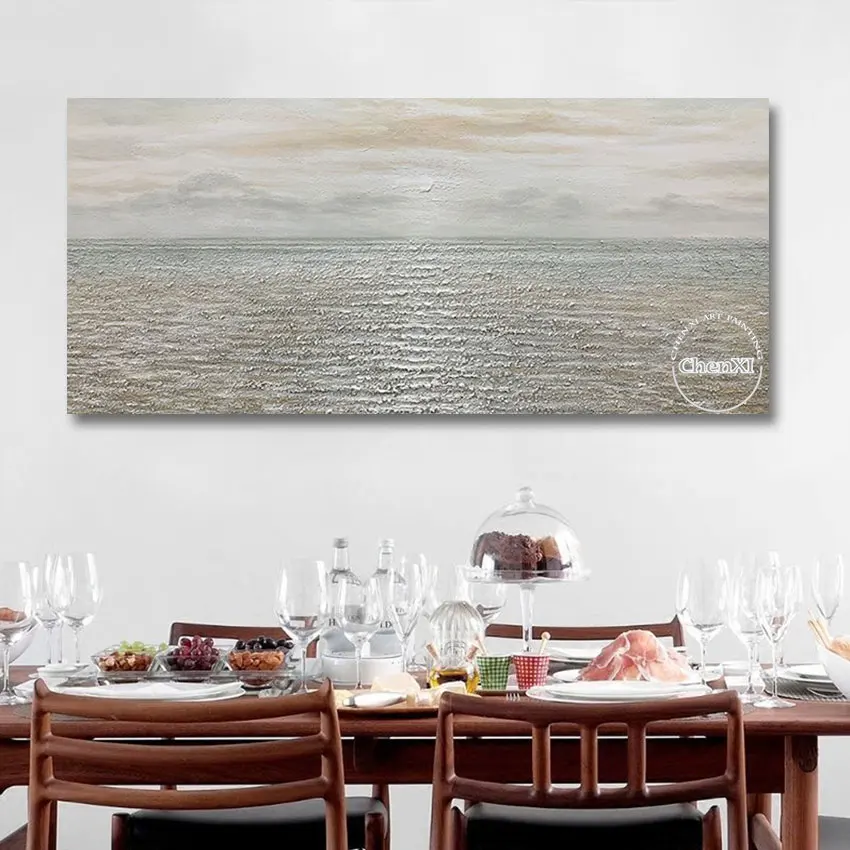 Lake Sparkled Abstract Paintings on Canvas, High Quality, Modern, Original, Hand Painted, Large Home Decoration, Unframed