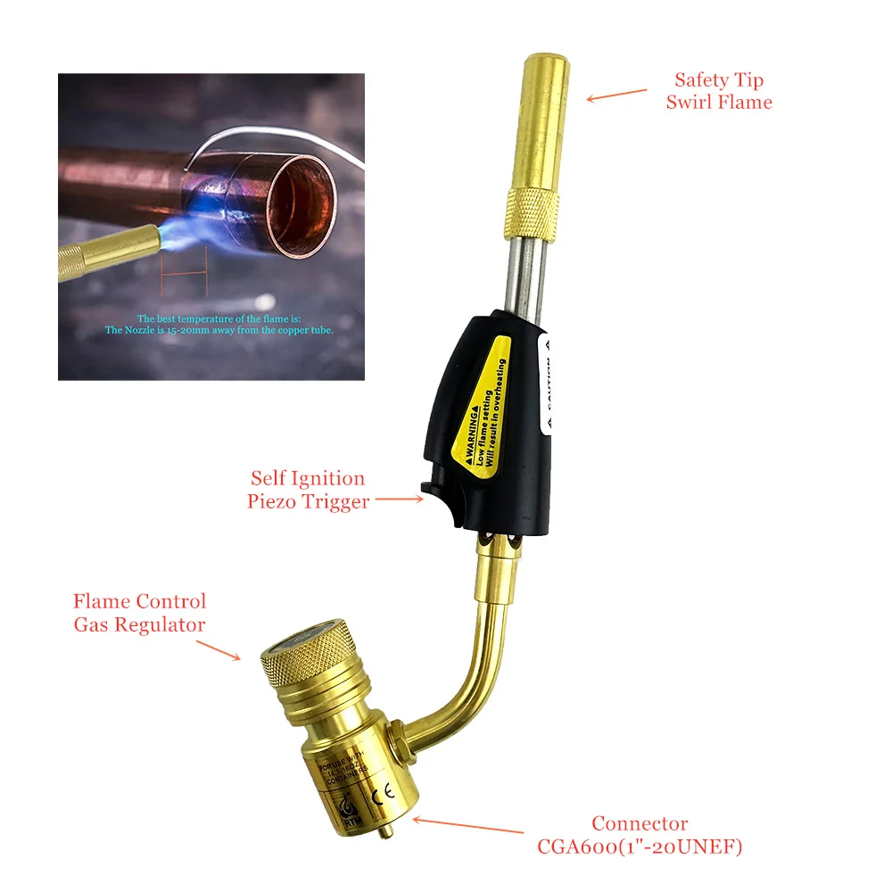 MAPP Torch Gas Welding Torch Self Ignition Gas Brazing Burner Soldering Quenching BBQ Burner CE Approved HVAC/R Hand Torch