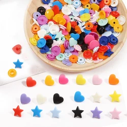 10Sets/Lot Multicolor KAM Brand Heart Shaped Round Plastic Snap Combined Button Fastener For Baby Diaper Clothes Clips Buttons