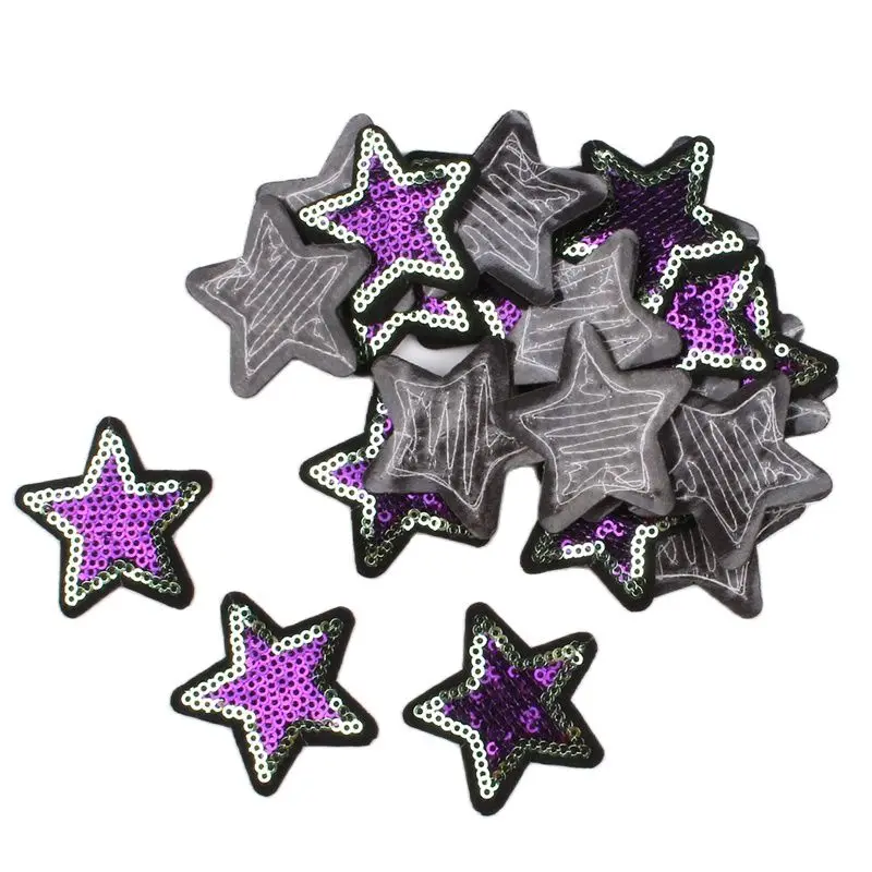 10pcs/lot Embroidered Glitter Star Patch DIY Iron On Sequined Stickers Fashional Badge Garments Appliques Handmade