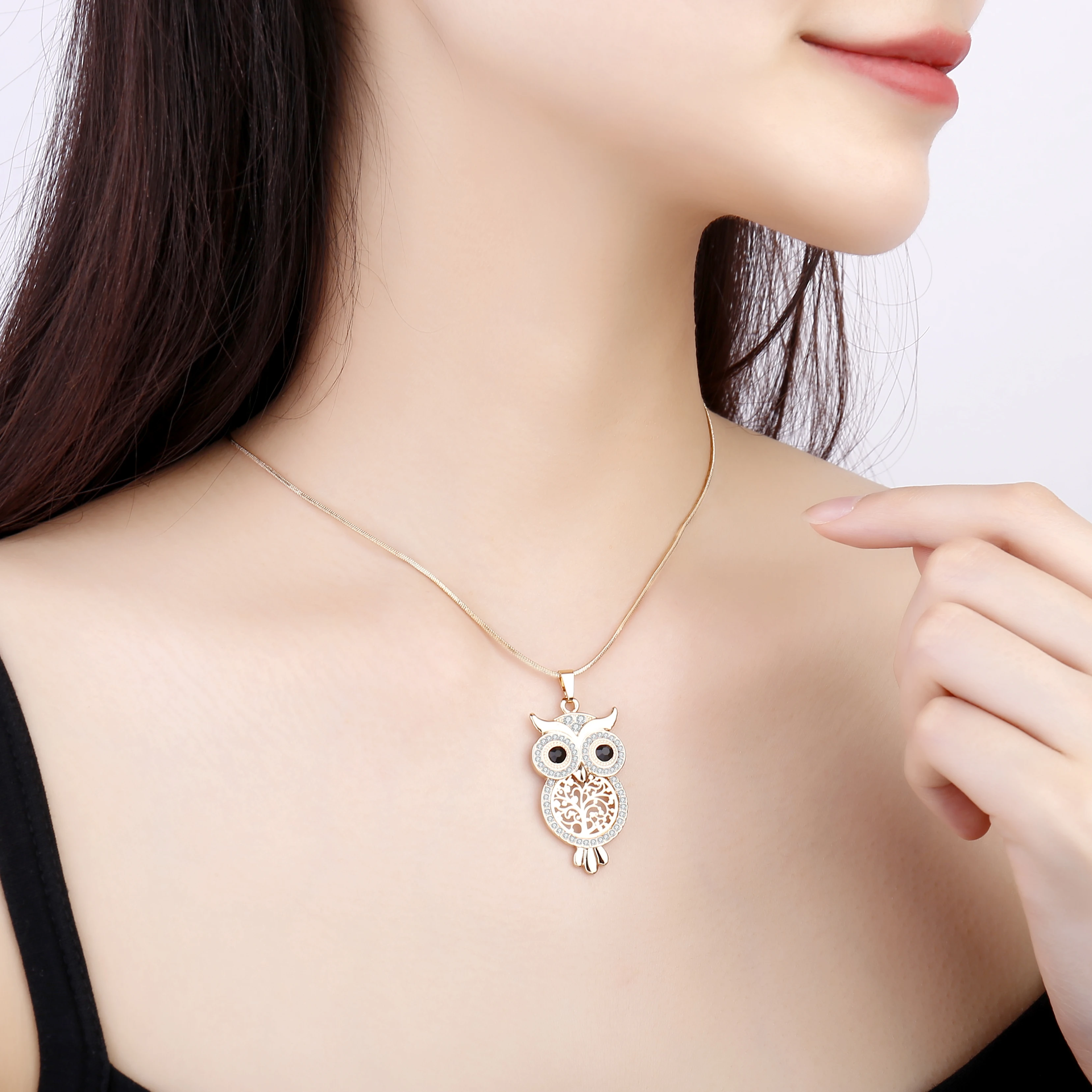 Goth Owl Tree of Life Pendant Necklace For Women\'s Neck Chain Cubic Zircon Choker Necklace Jewelry Christmas Party Gift 2021 New