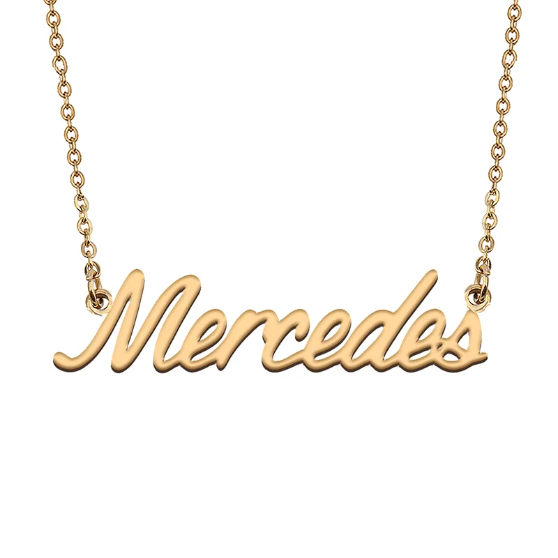 Mercedes Custom Name Necklace Customized Pendant Choker Personalized Jewelry Gift for Women Girls Friend Christmas Present