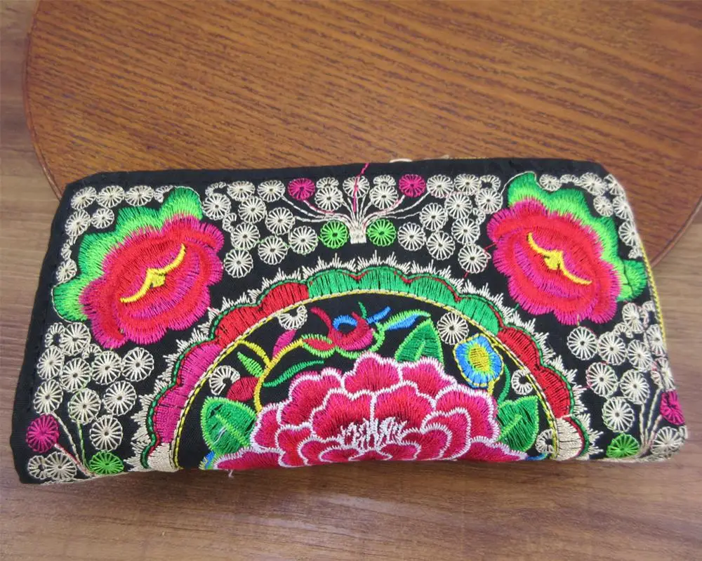 Vintage Hmong Thai Ethnic Wallet Purse, Card Holder Bag, Hobo Hippie Handbag with Embroidery, SYS-198