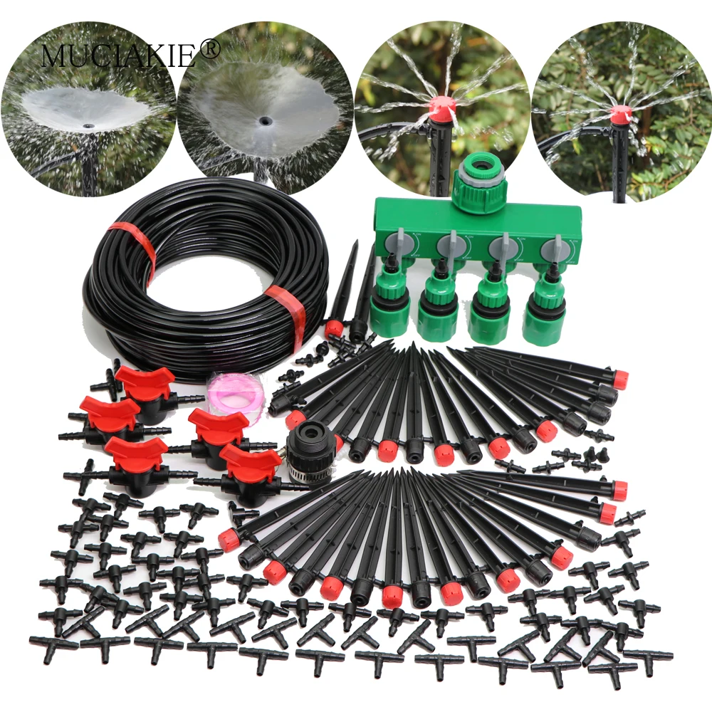 

MUCIAKIE 5M-25M Bubbler 8-Holes Adjustable Spray Watering Kits 13cm Spide Sprinklers Garden Water System Micro Drip Irrigation