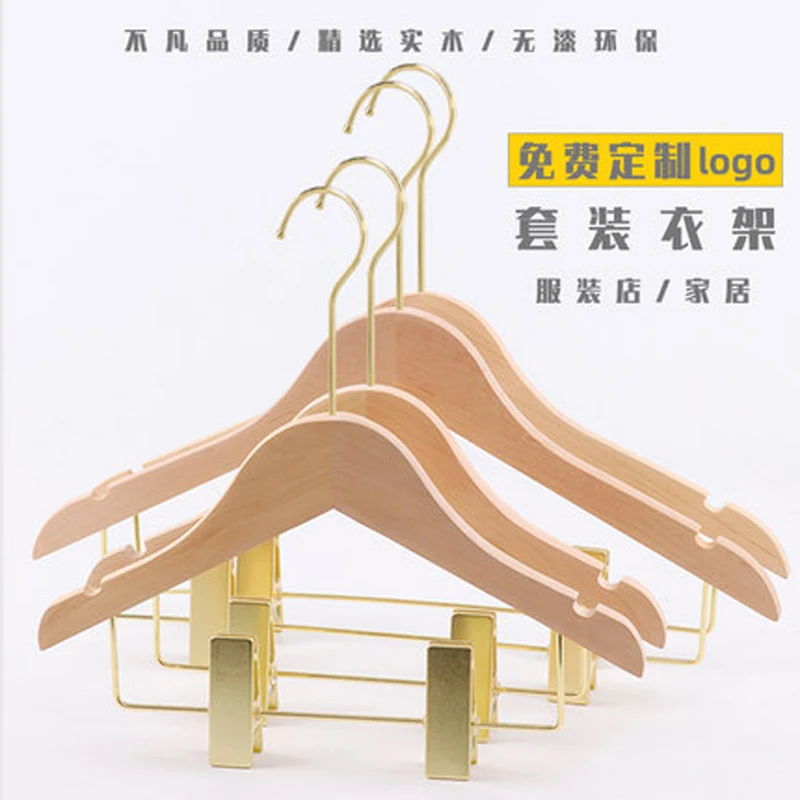 10pcs/lot Wooden Dress Hangers with Clips Natural Wood Baby Kid Hanger Without Painting (30pcs or more can make logo)