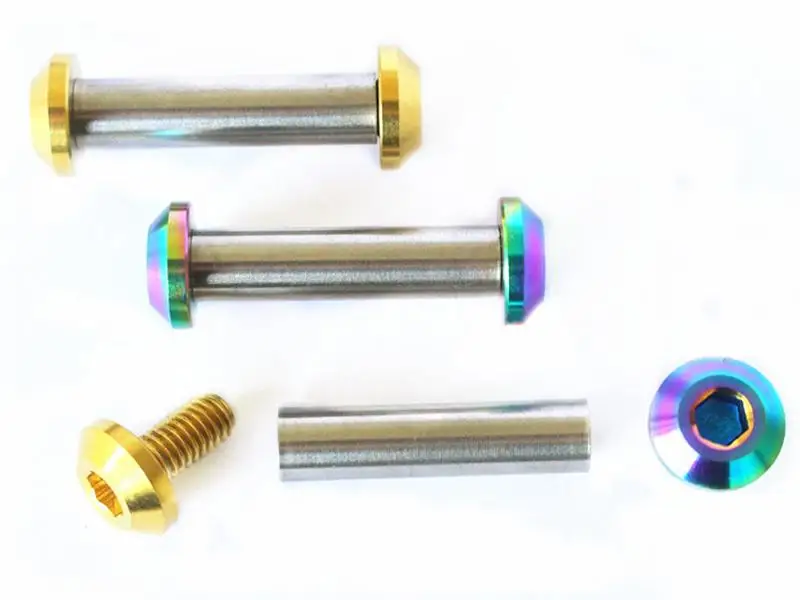 M6x1 Schrauben gewindes tange Länge 18-75mm ti/golden/Regenbogen gr5 Titans ch rauben & Stangen mutter für Fahrrad Hinterrad aufhängung – Detail 2