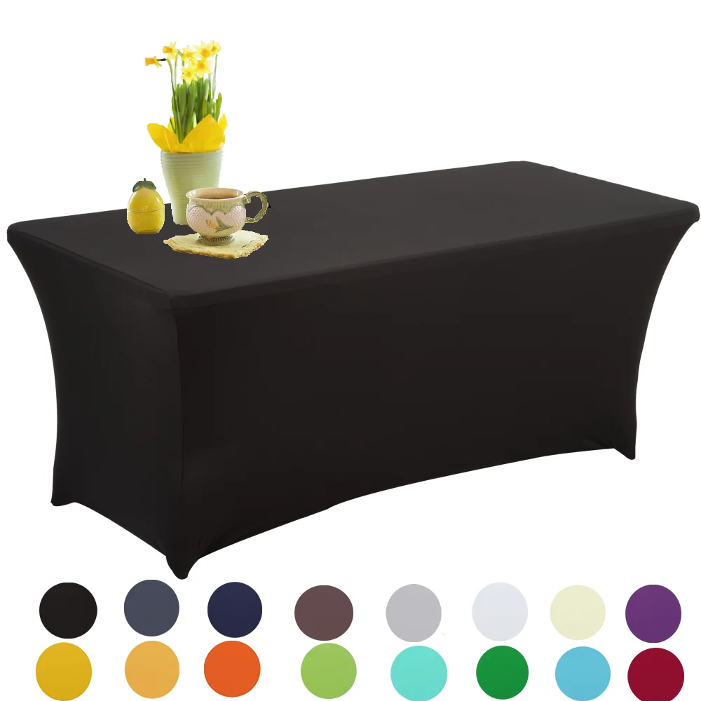 Rectangular Tablecloths Spandex Stretch Table Cover For Wedding Hotel Home Event Party Decoration HAORUI 1PC