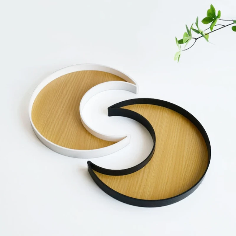 

Living Room Round Square Moon Tray Water Cup Aromatherapy Small Objects Creative Decoration Tray Room Storage Tray