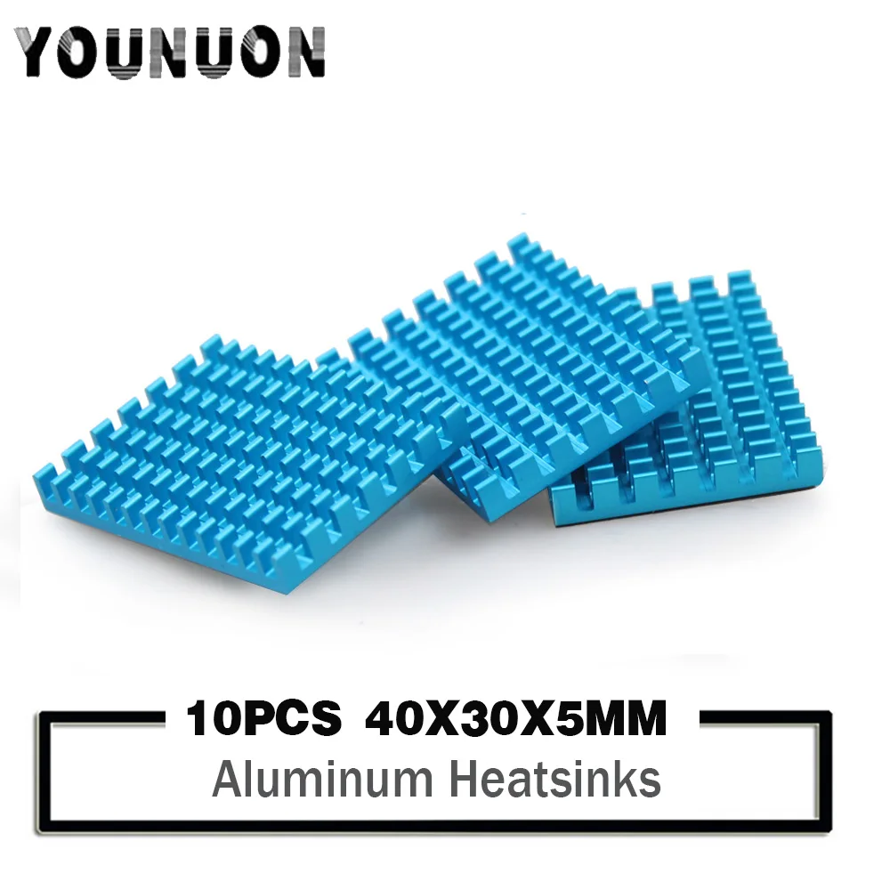 

10PCS YOUNUON 30*40*5mm Blue Aluminum profile heat sink chip IC CPU Router memory PCB board Electronic coolerHeatsink 30x40x5mm