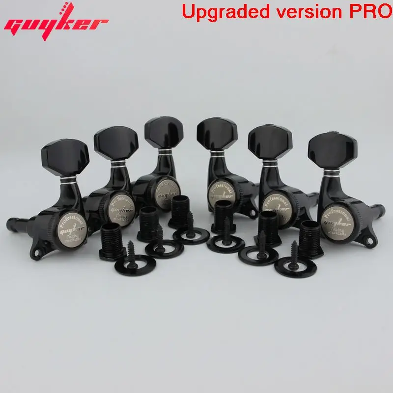 GUYKER-Black Guitar Locking Tuners, versão atualizada, máquina elétrica Heads Tuners, Lock String, Tuning Pegs para LP, SG, TL