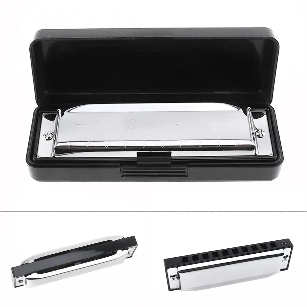 

10 Holes 20 ToneC Harmonica Diatonic Blues Harp Mouth Organ Musical Instrument Stainless Steel for Beginner