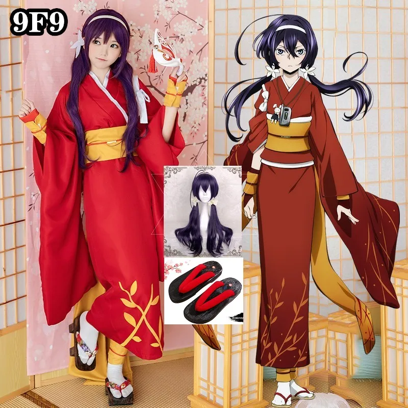 Anime Bungou Stray Dogs Cosplay Costumes Kyoka Izumi Cos Halloween Party Cos Women's Japanese Bathing Suits Dress wig shoes