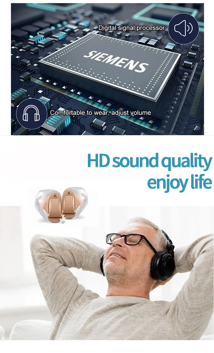 Signia 8 Channels Digital Invisible CIC Hearing Aid RUN Click ITC Signia Smartphone APP Fit Dry Case