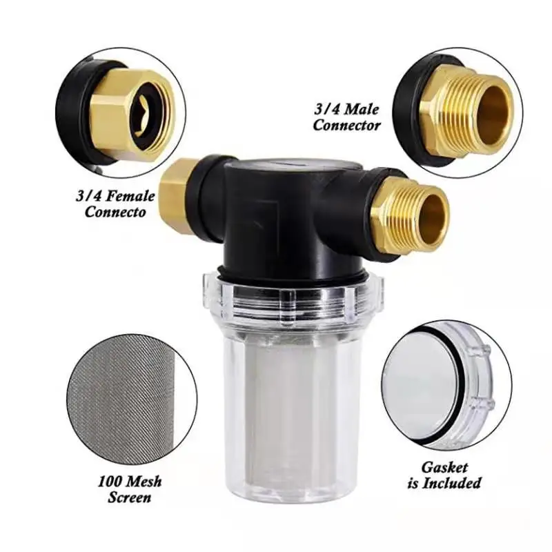 High Pressure Washer Front Filter Attachment Garden Hose Metal Filter Faucet Filter Pump Inlet 3/4 