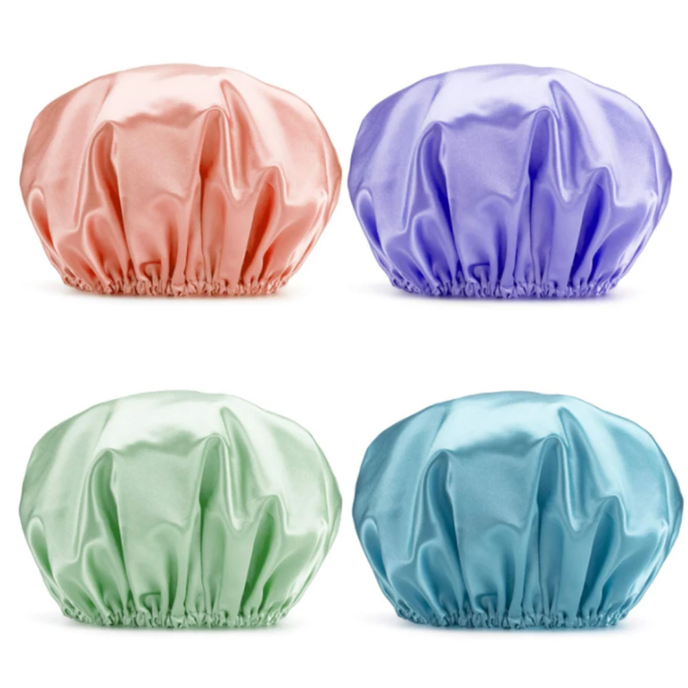 Waterproof Bath Hat Bathroom Shower Hair Cover Women Supplies Shower Cap Adult Shower Bath Bathing Caps Bathroom Shower Caps