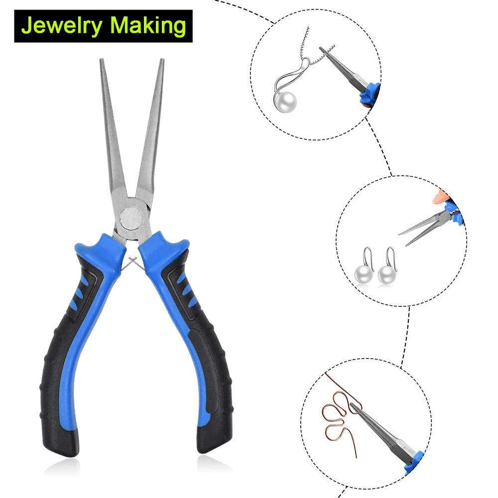 NEWACALOX 8-teiliges Mini-Zangen-Set mit Werkzeugtasche, Schmuckzangen-Set, Spitzzange, Drahtschneider, Nylonbacke, 11,4 cm Präzisionszange – Detail 16