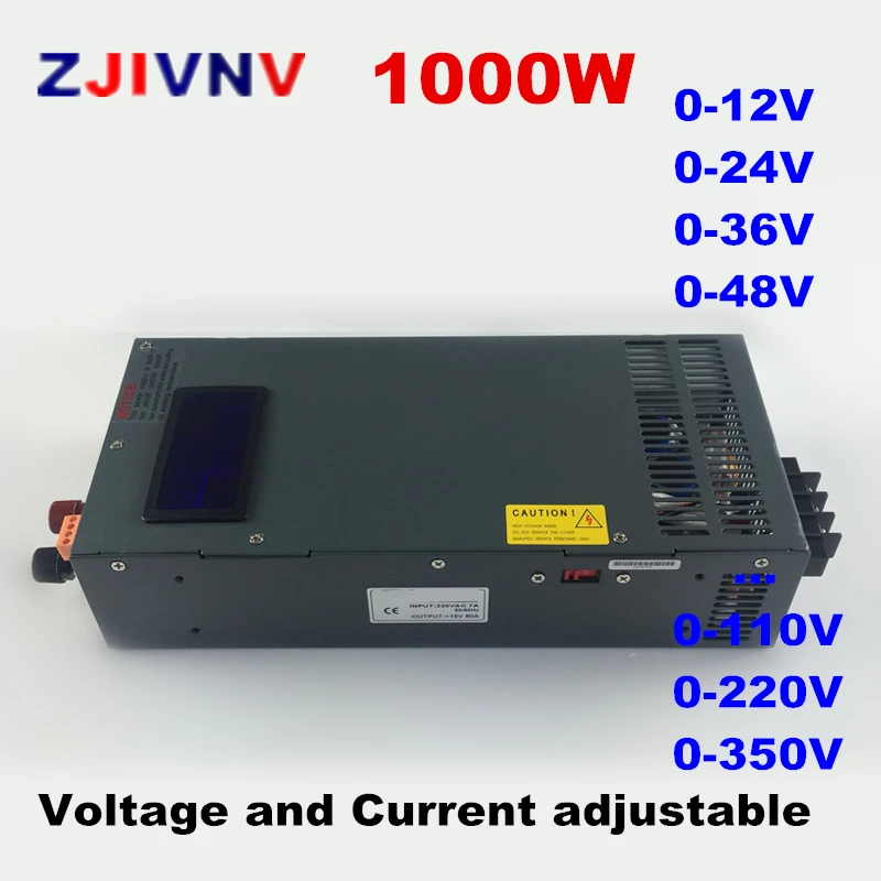 

New 1000W switching power supply 0-12V 24V 36V 27V 48V 60v 72v 110v 220v 300v 350v voltage adjustable smps with Digital Display