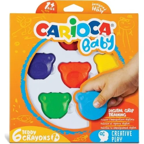 Carioca Teddy Shaped Non-Polluting Crayons 6 Color Digital Grip Training for Kids Special Paint Pen Safe Product