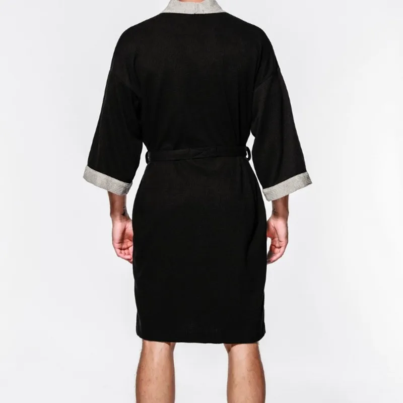 Men's Sleep Robes Cotton Waffle Bathrobes Long sleeves Sleepwear Couples Women Nightgown Plus Size Robe Spring Autumn