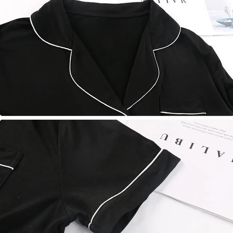 Camisones sencillos negros de longitud Mini para mujer, camisón holgado con cuello vuelto de retazos, ropa de salón transpirable de estilo coreano para verano