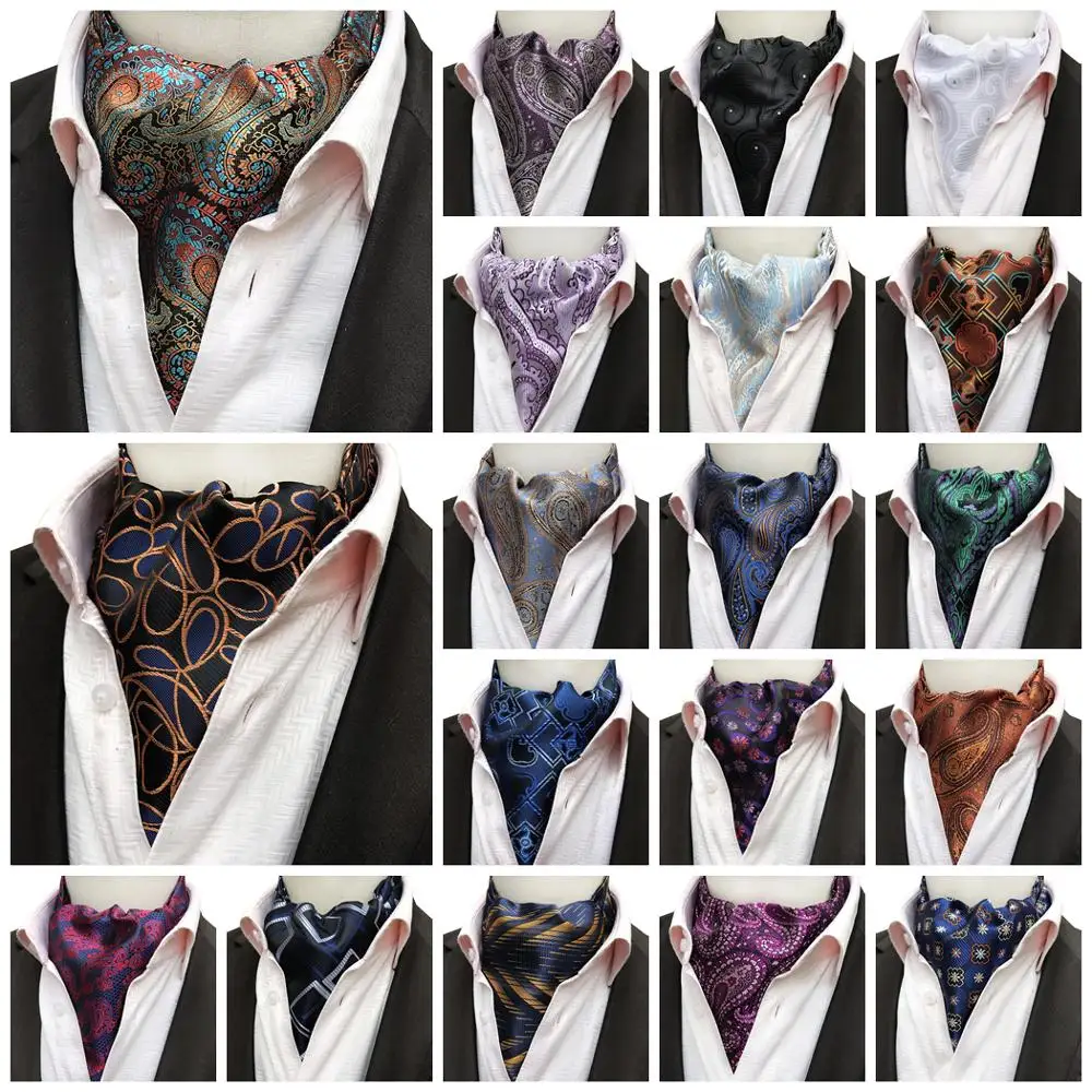 Cravat bản Miếng Dán Buộc Dây Cho Nam Họa Tiết Paisley Cưới Trắng Vát Đỏ Xanh Đen Dạ Nỉ Dệt Công Tác Đảng nam Khăn Choàng Cổ