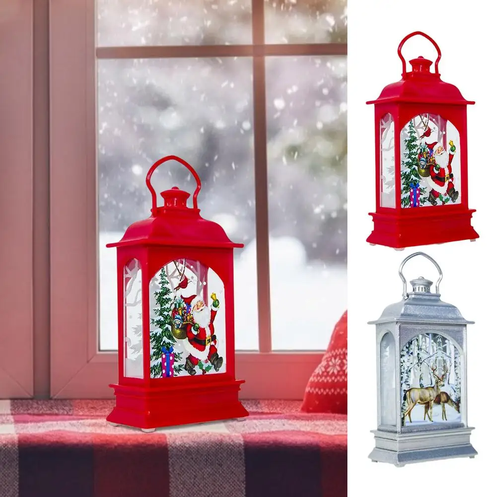 Christmas Decoration Light Led Lamp Creative Elk Santa Portable Small Wind Lantern For Christmas Theme Party Supplies