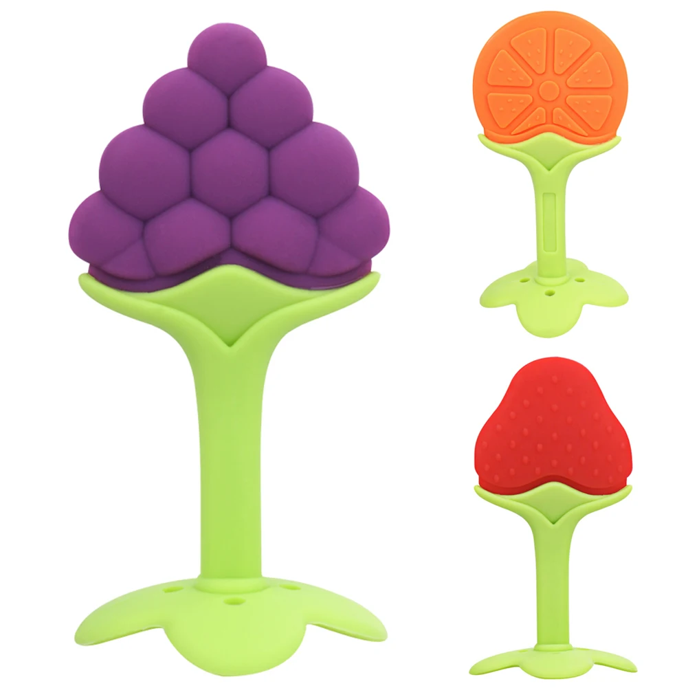 

1Pcs Safety Silicone Children's Fruit Teeth Latex Training Baby Orange Strawberry Grapes BPA Free Training Tooth Teether Toys