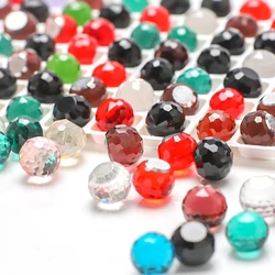 6/8/10/12mm Crystal Glass Flatback Beads Stickers Faceted Round Ball No Hole For DIY Making Fashion Women's Earings & Necklace