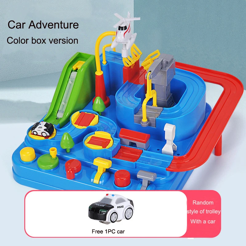 Kids Educational Car Toys for Boys Track Adventure Brain Table Games Rail Cars Mechanical Parking Lots Children Xmas Gifts