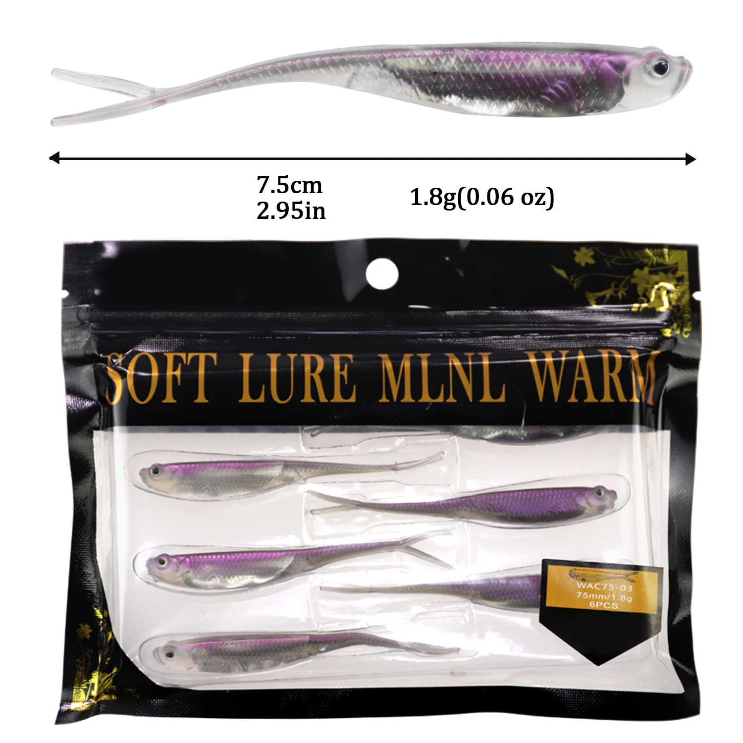 6pcs Fishing Soft Lures 7.5cm 1.8g Soft Jerk Shad Bait Fishing Worm Swimbaits Silicone Soft Lure For Carp Fishing